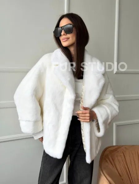 Белая шуба из скандинавской норки - фото 9
