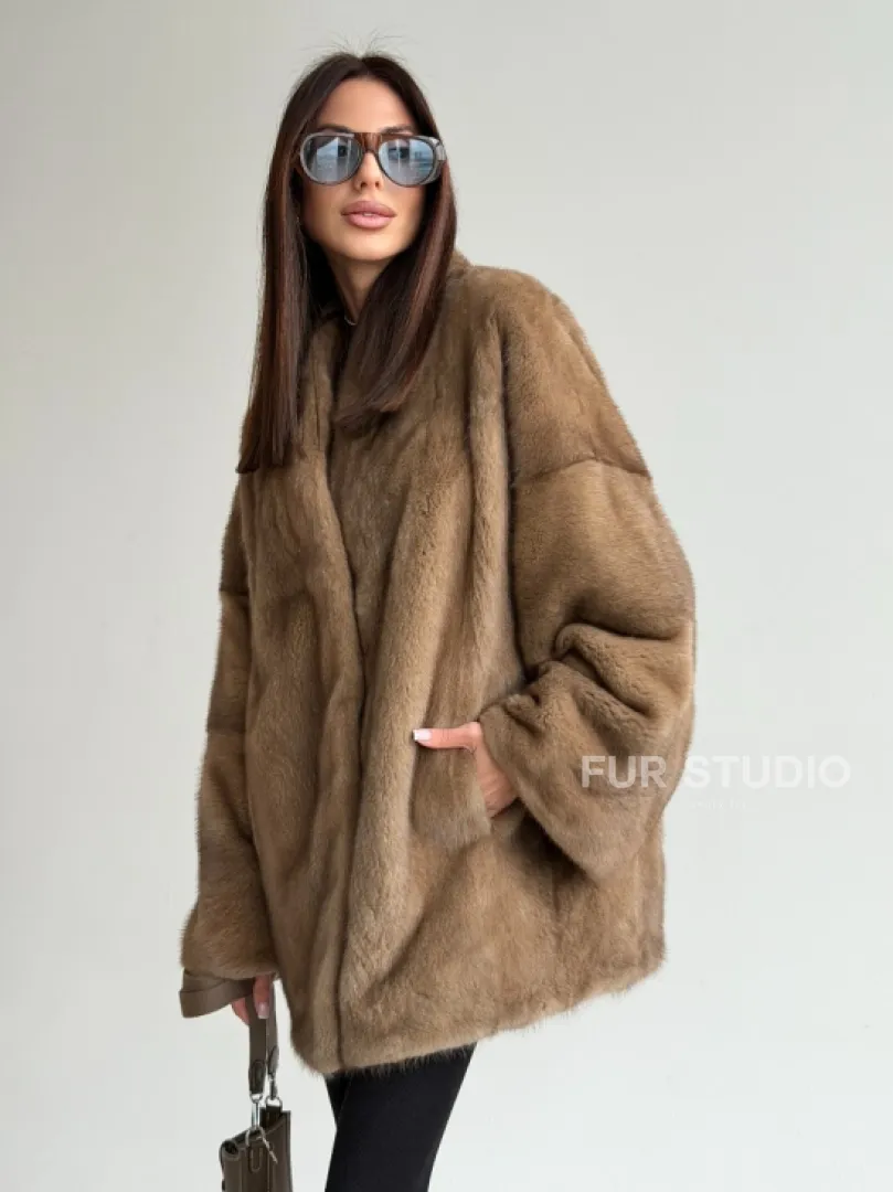 Шуба из аукционного меха норки - пастель