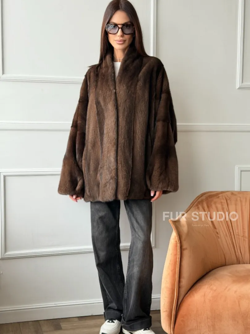 Модный норковый жакет из аукционного меха SAGA FURS