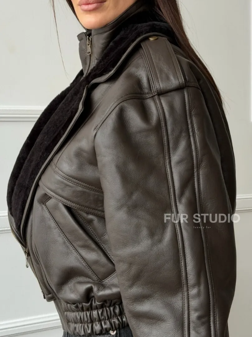 Стильная куртка - дубленка из овчины