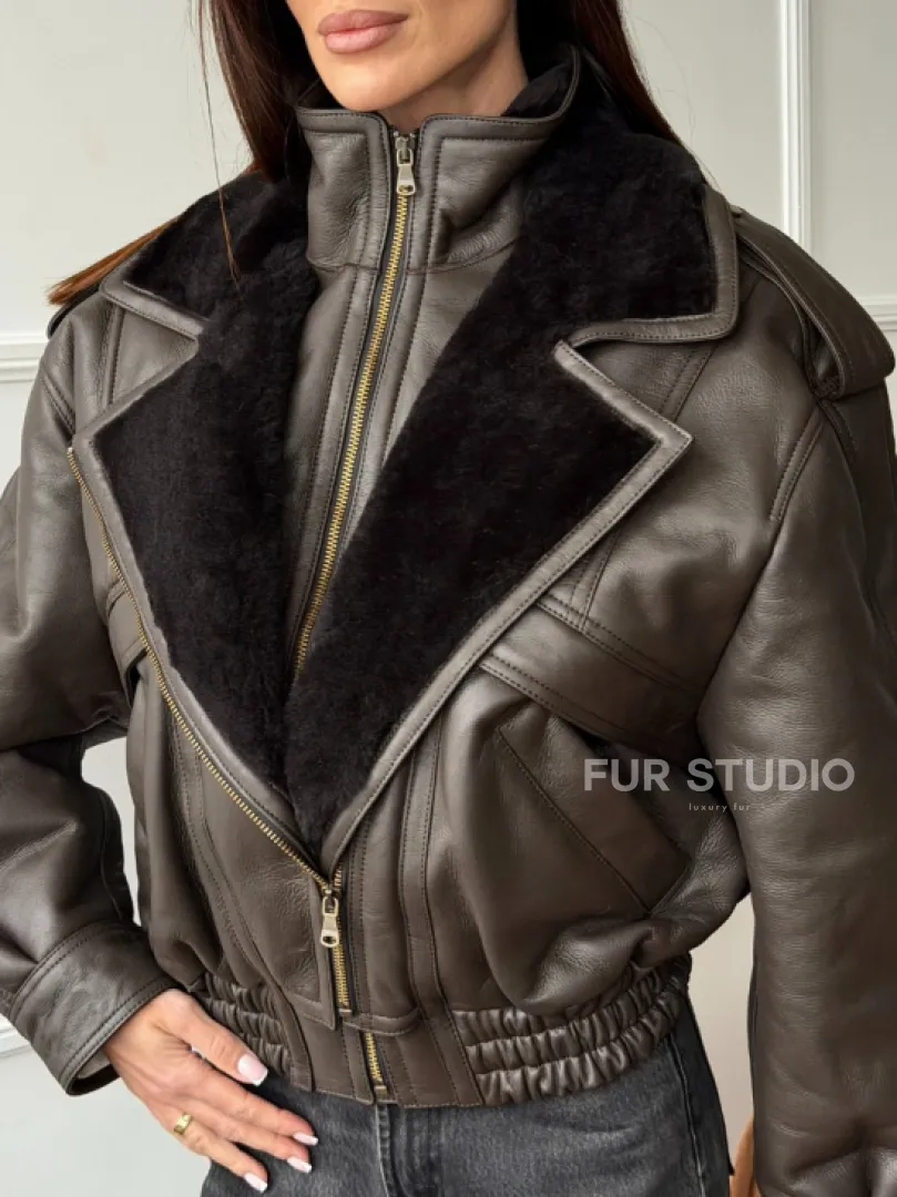 Стильная куртка - дубленка из овчины