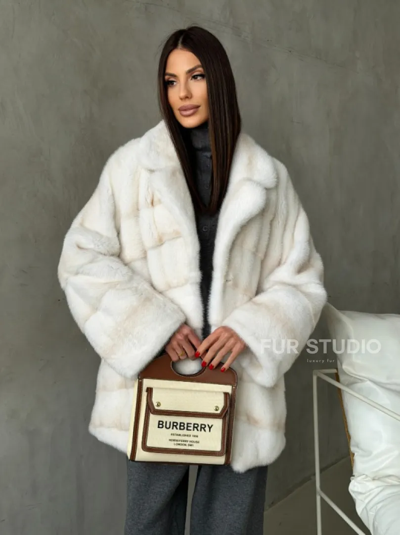 Полушубок норковый в цвете паломино