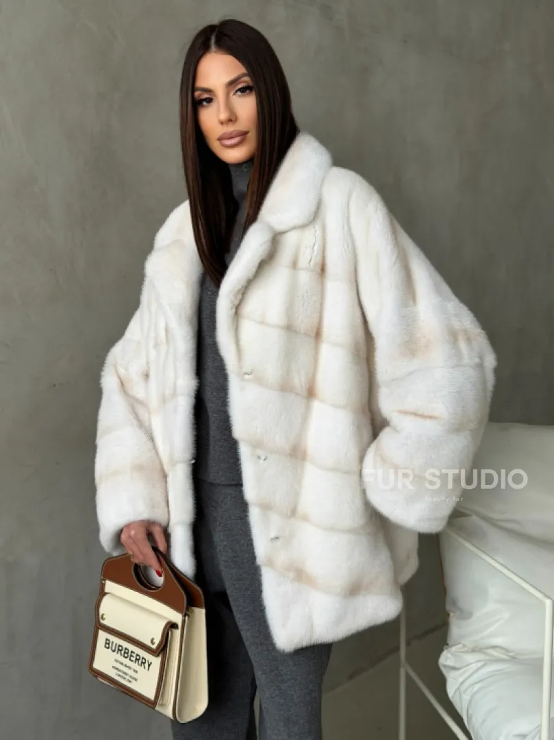 Полушубок норковый в цвете паломино