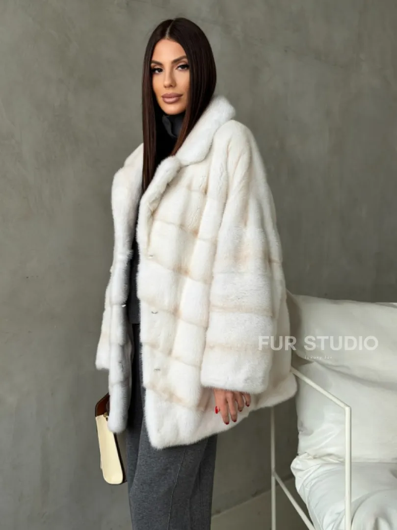 Полушубок норковый в цвете паломино