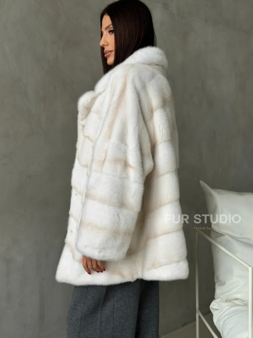 Полушубок норковый в цвете паломино