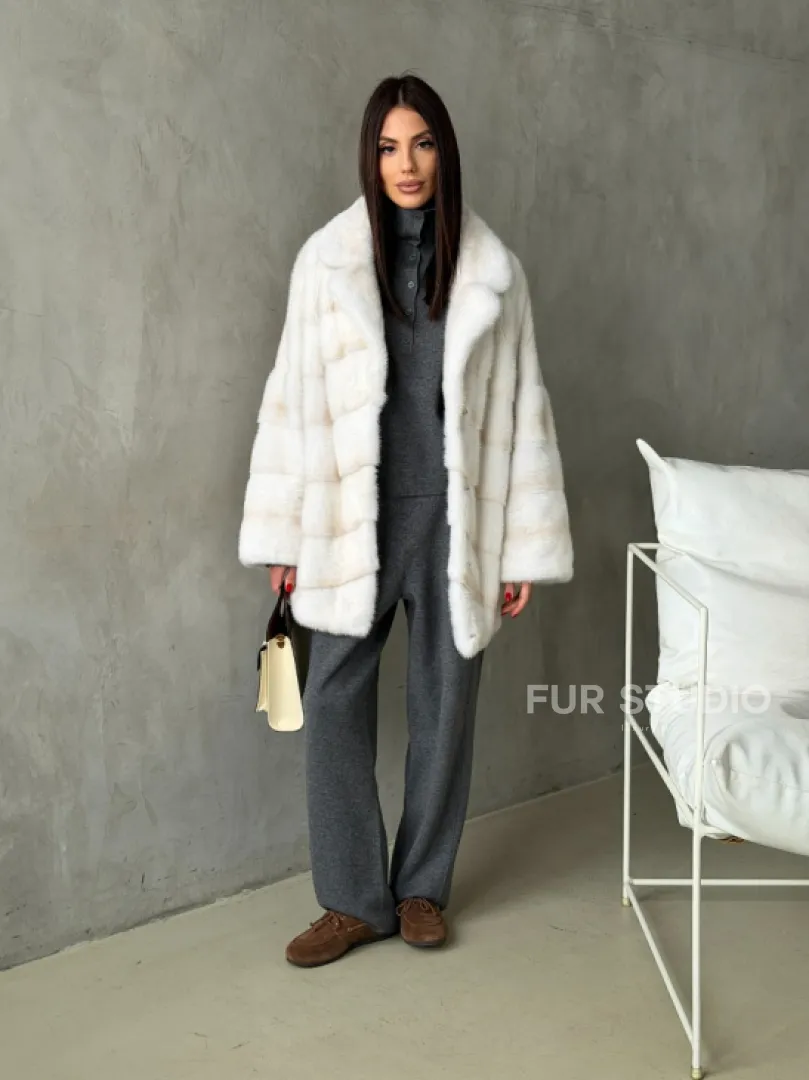 Полушубок норковый в цвете паломино