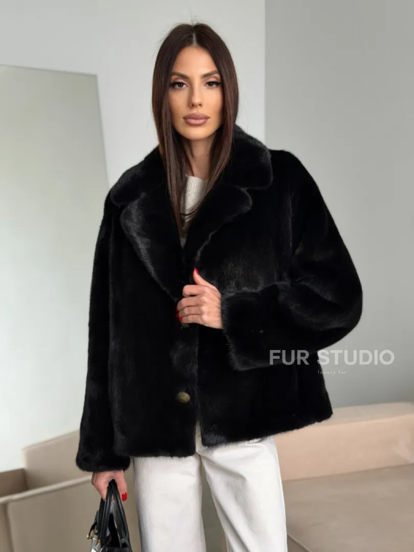 Черная короткая норковая шуба - автоледи