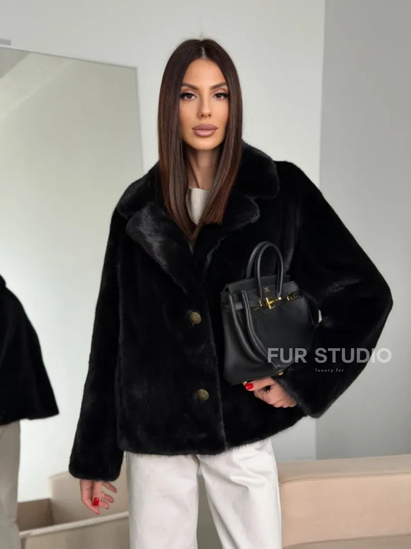Черная короткая норковая шуба - автоледи