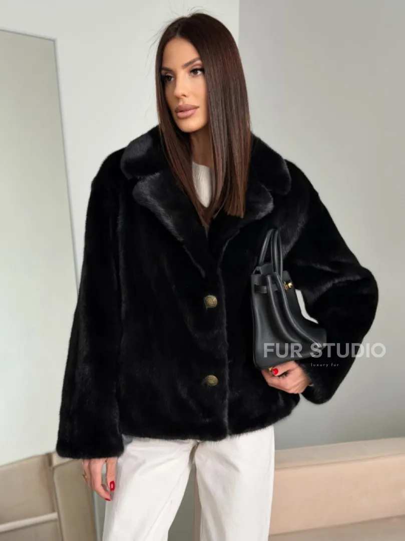 Черная короткая норковая шуба - автоледи