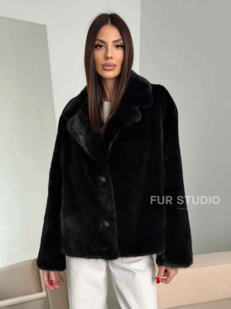 Черная короткая норковая шуба - автоледи