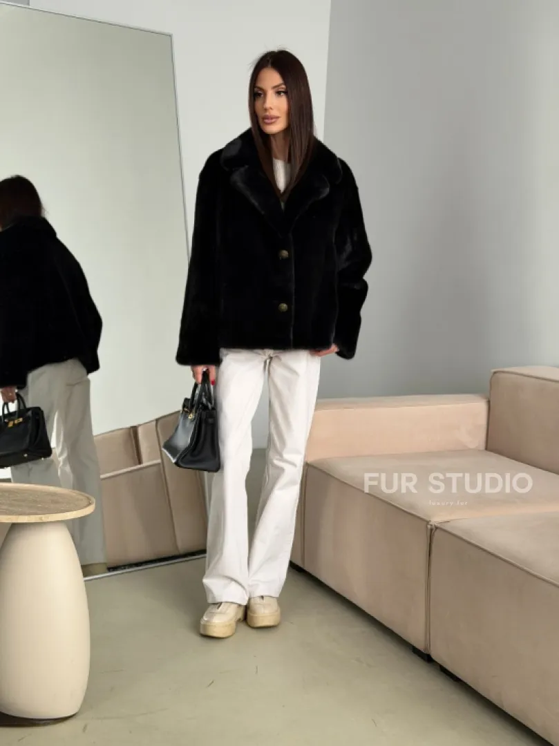 Черная короткая норковая шуба - автоледи