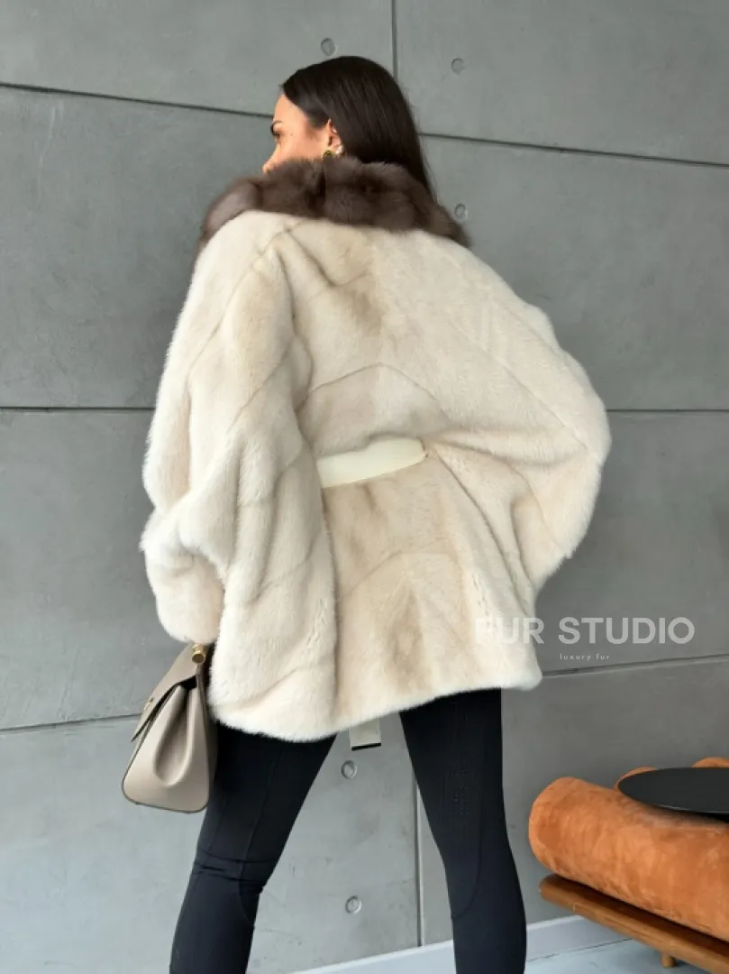 Норковая шуба - куртка с мехом куницы