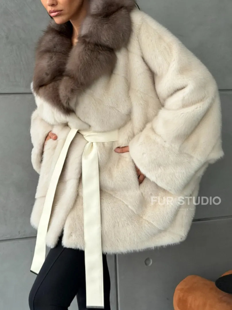 Норковая шуба - куртка с мехом куницы