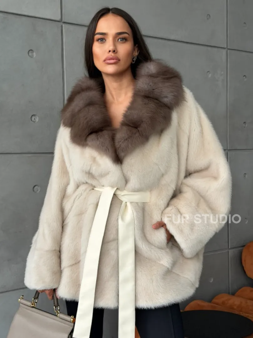 Норковая шуба - куртка с мехом куницы
