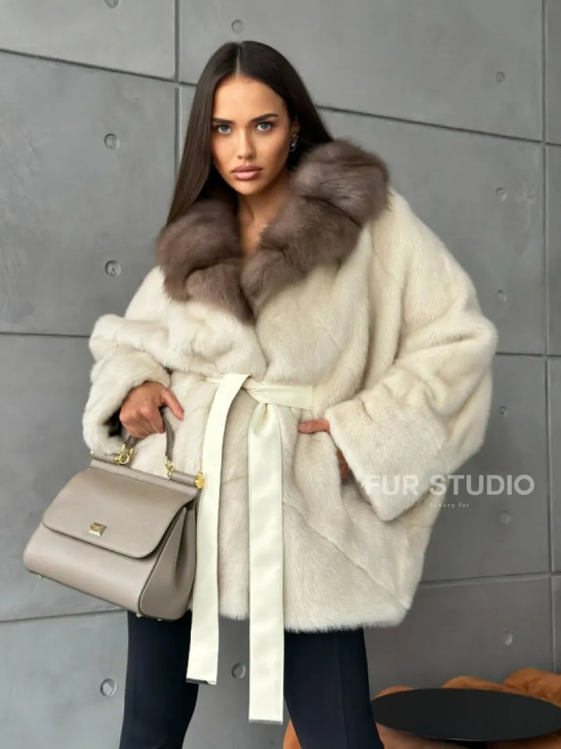 Норковая шуба - куртка с мехом куницы