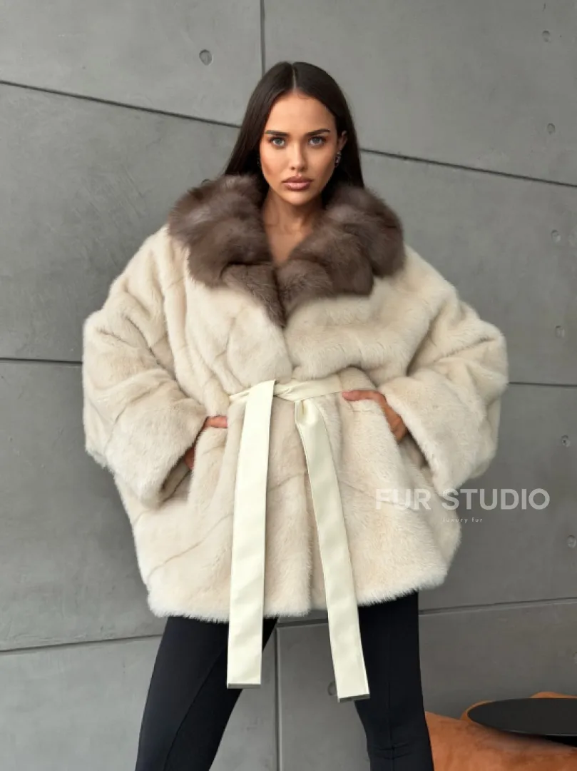 Норковая шуба - куртка с мехом куницы