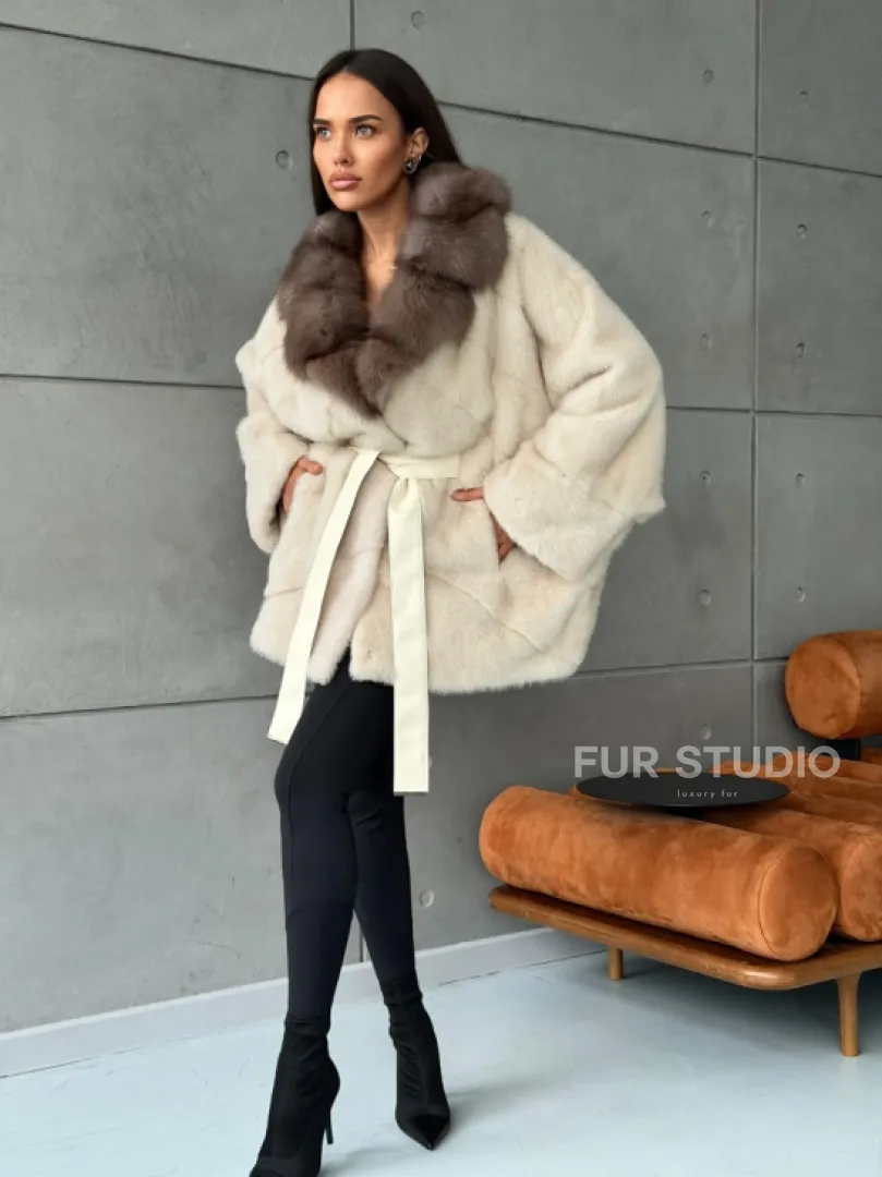 Норковая шуба - куртка с мехом куницы