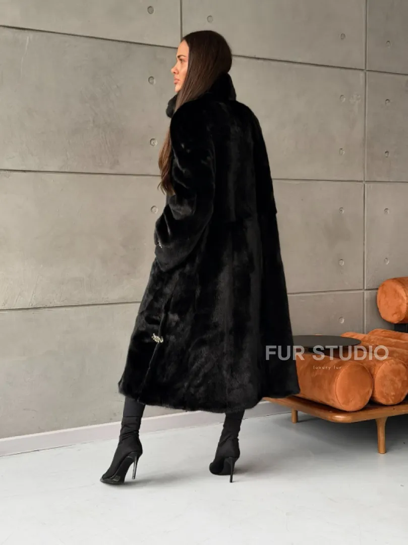 Черная норковая шуба Blackglama - стойка воротник
