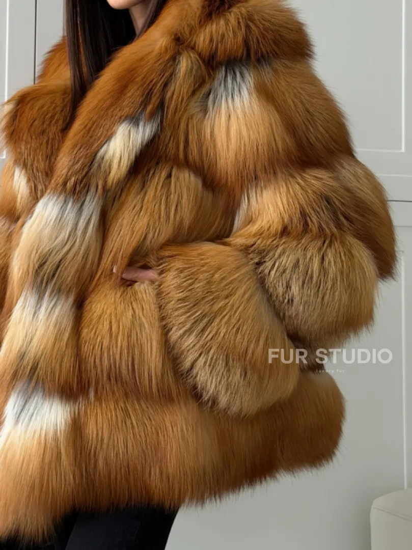 Шуба из натурального меха - лиса огнёвка