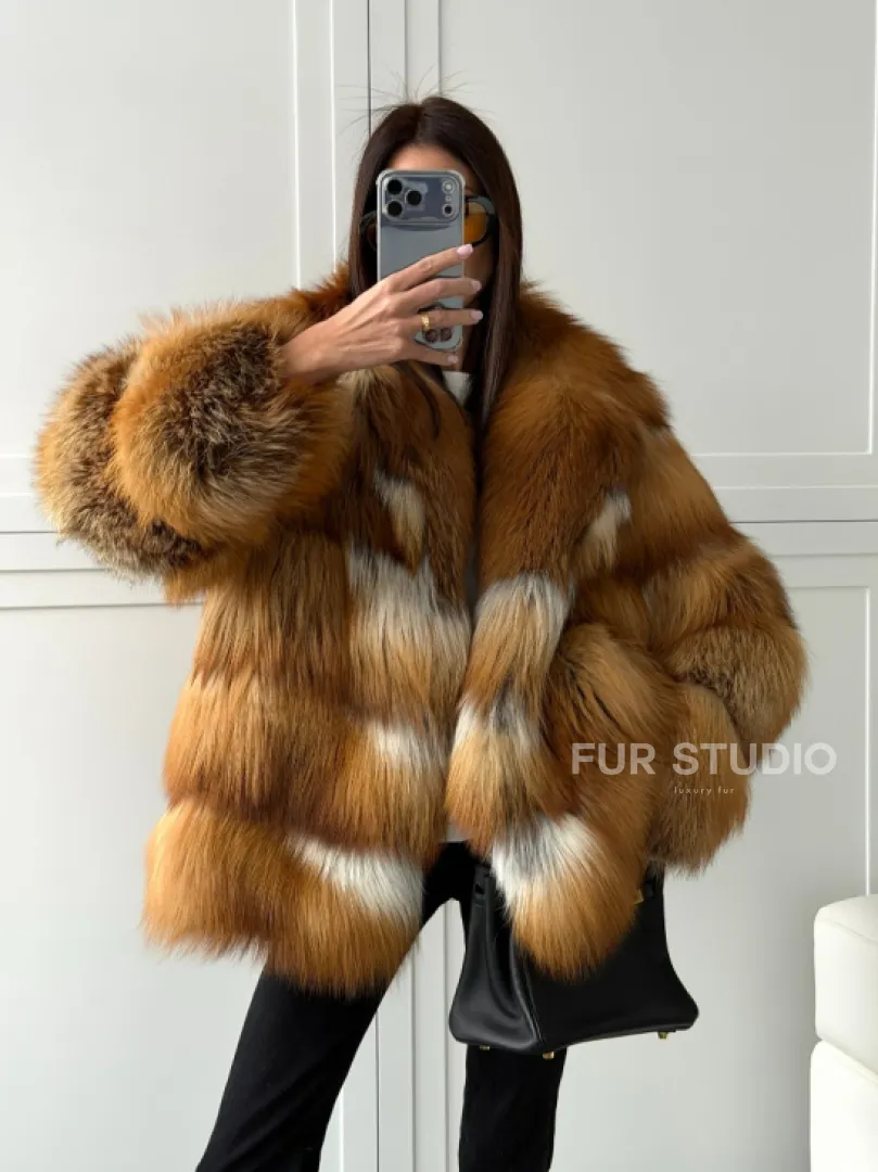 Шуба из натурального меха - лиса огнёвка