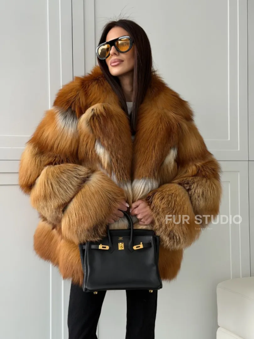 Шуба из натурального меха - лиса огнёвка