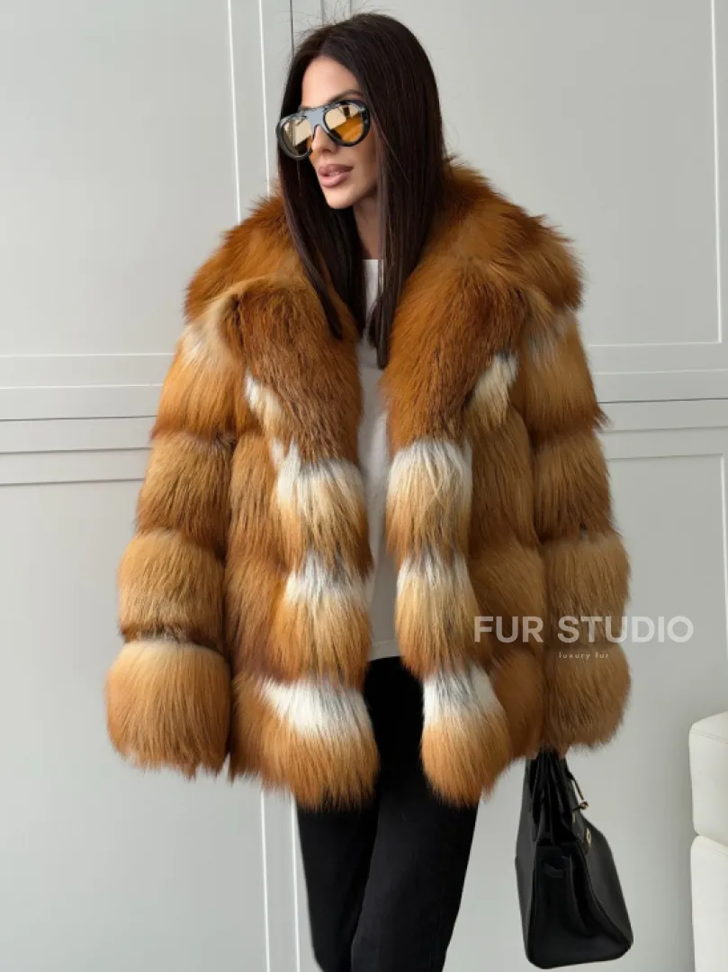 Шуба из натурального меха - лиса огнёвка