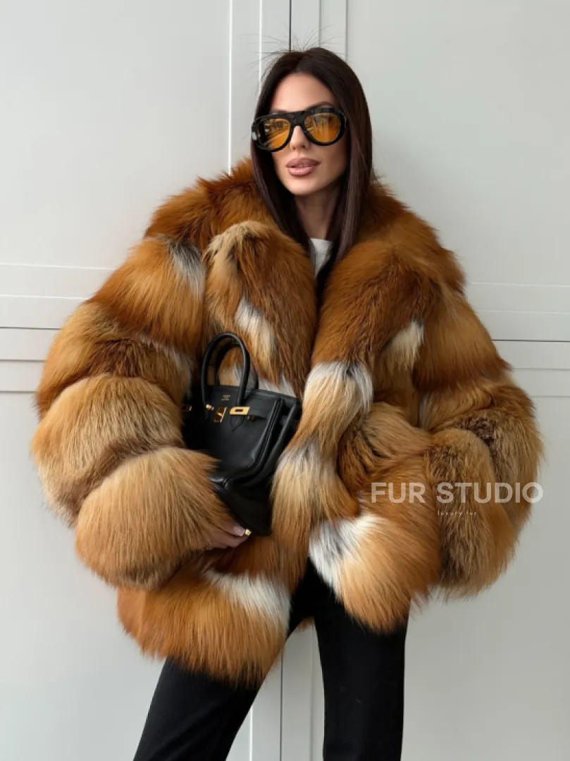 Шуба из натурального меха - лиса огнёвка