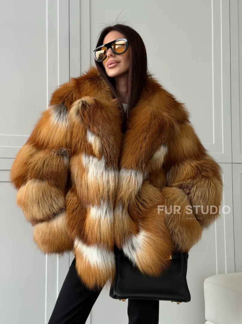 Шуба из натурального меха - лиса огнёвка