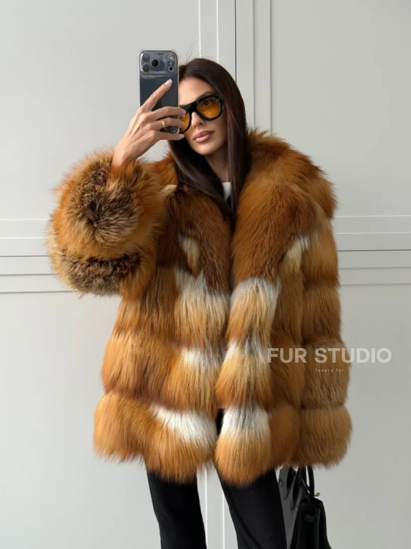 Шуба из натурального меха - лиса огнёвка