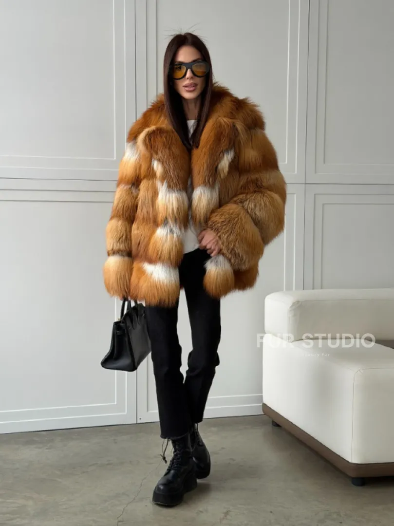 Шуба из натурального меха - лиса огнёвка