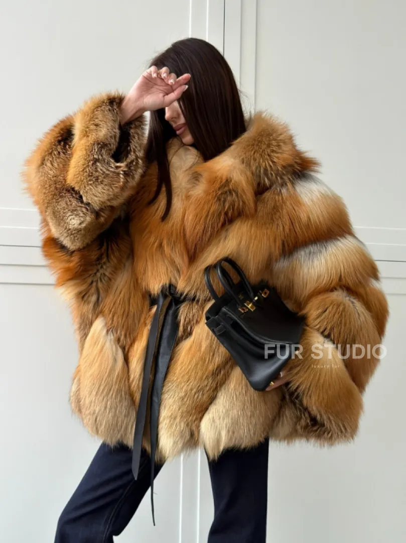 Шуба из лисы огневки - оверсайз