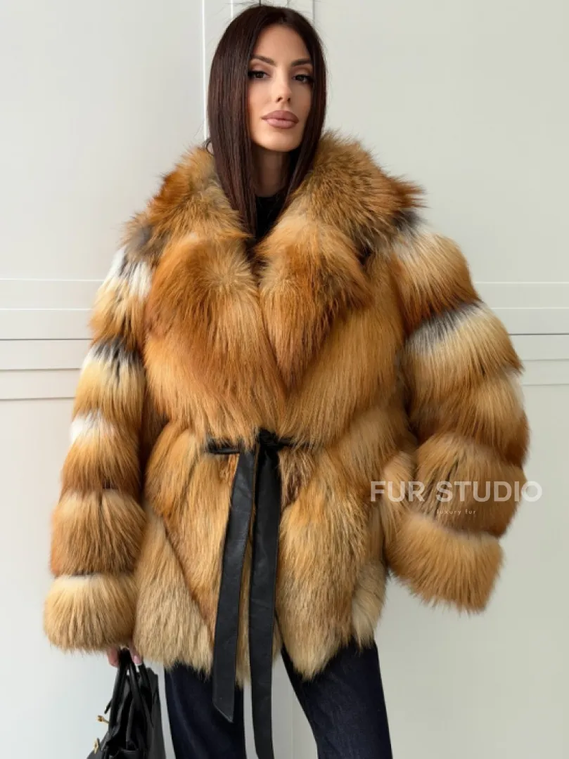 Шуба из лисы огневки - оверсайз