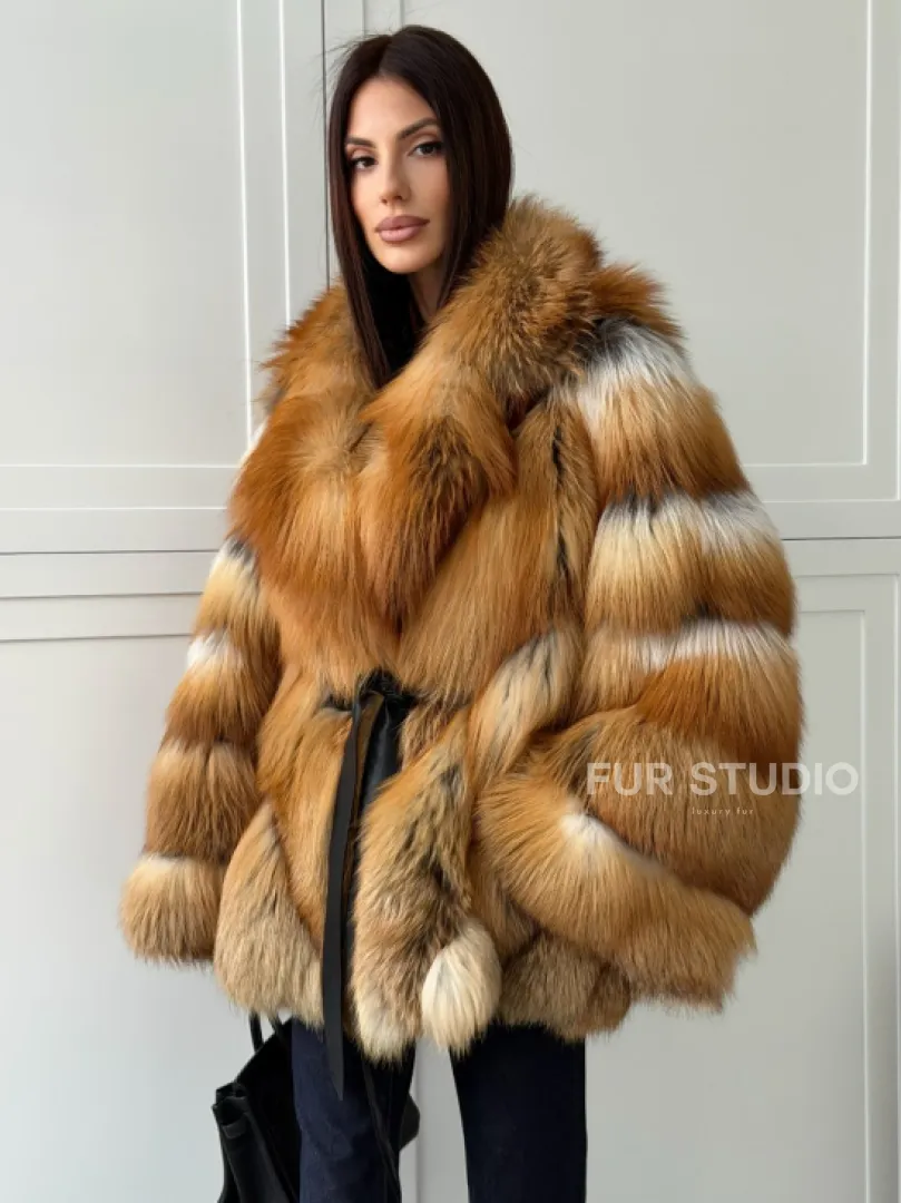 Шуба из лисы огневки - оверсайз