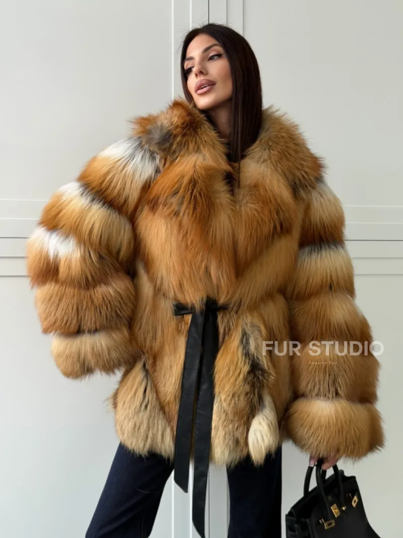 Шуба из лисы огневки - оверсайз