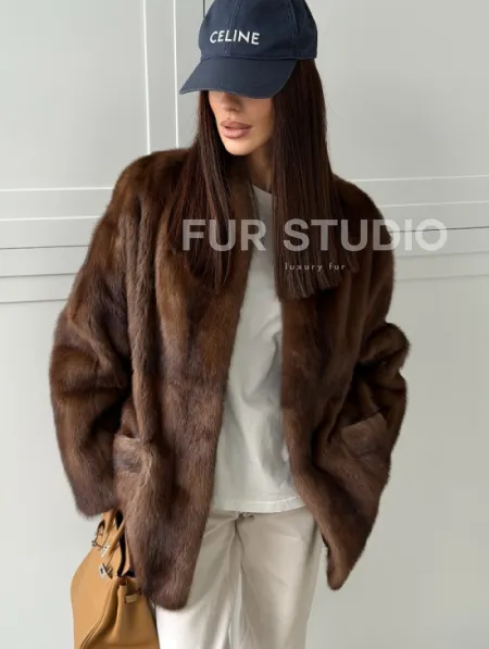 Норковая шуба под куницу (лесная норка) - фото 3