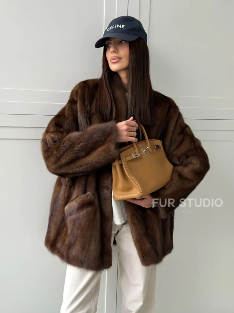 Норковая шуба под куницу (лесная норка)