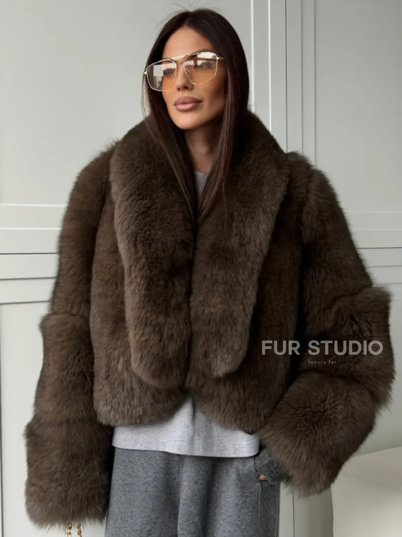 Кроп-шуба из меха песца