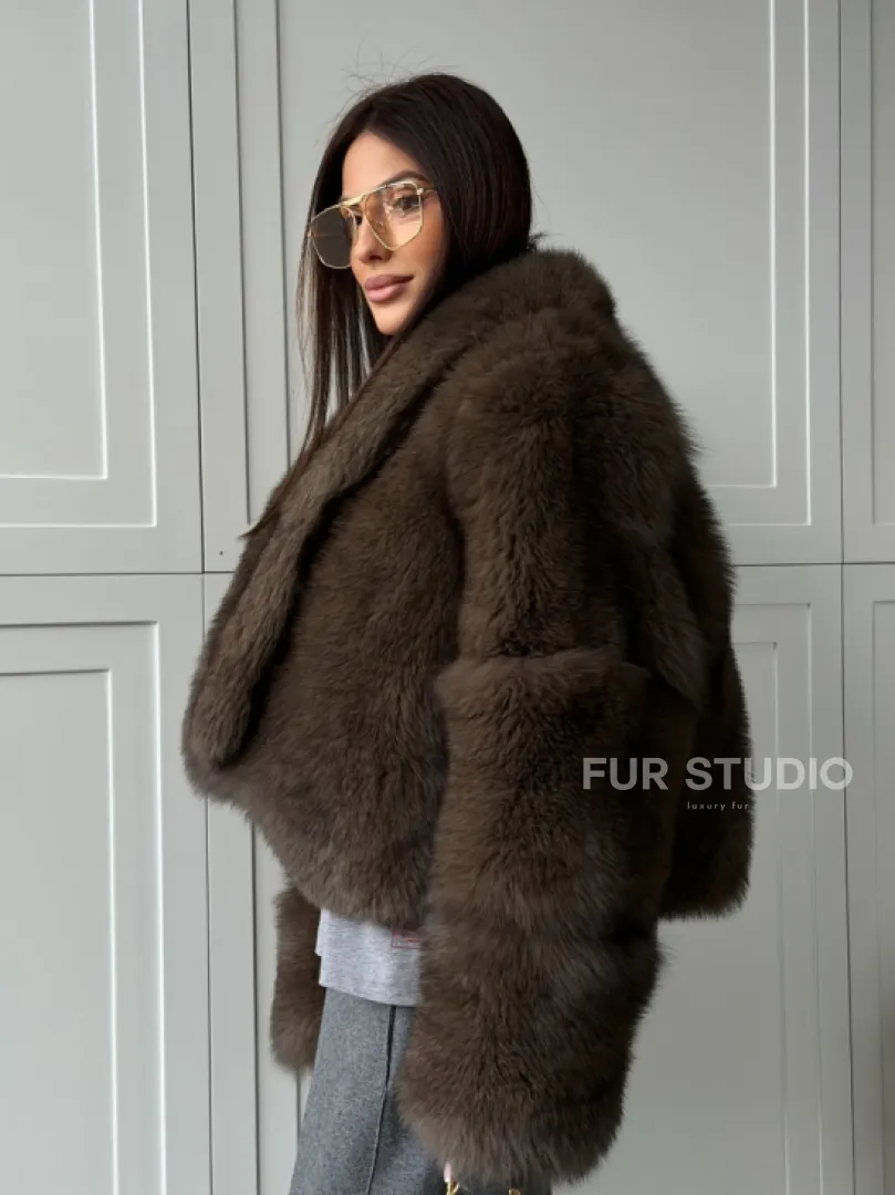 Кроп-шуба из меха песца