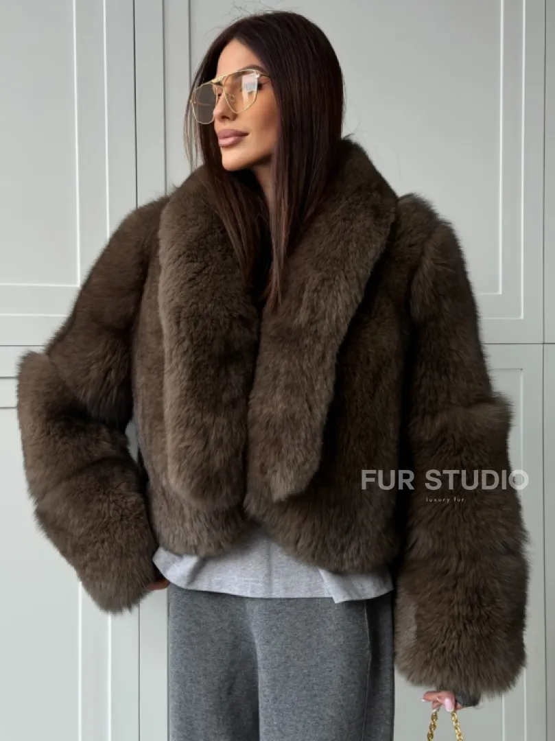 Кроп-шуба из меха песца