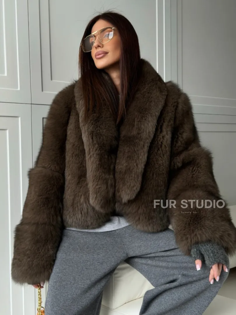 Кроп-шуба из меха песца