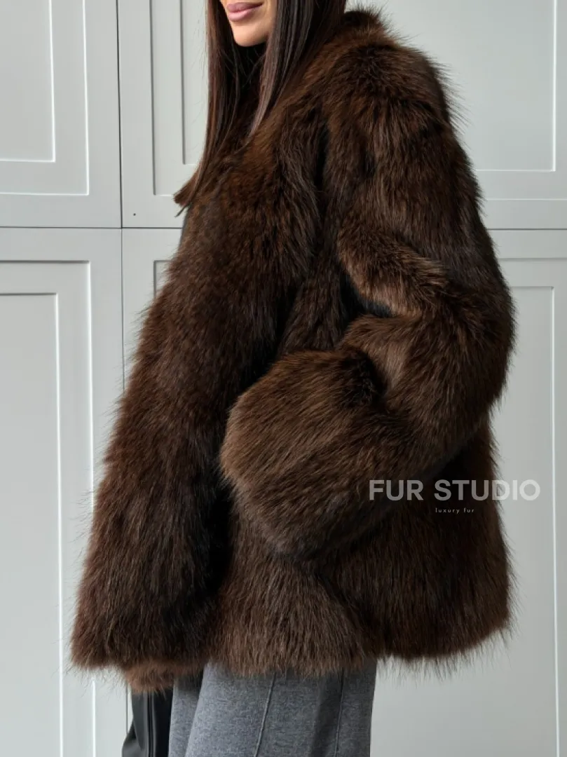 Жакет - полушубок из меха финского енота Saga