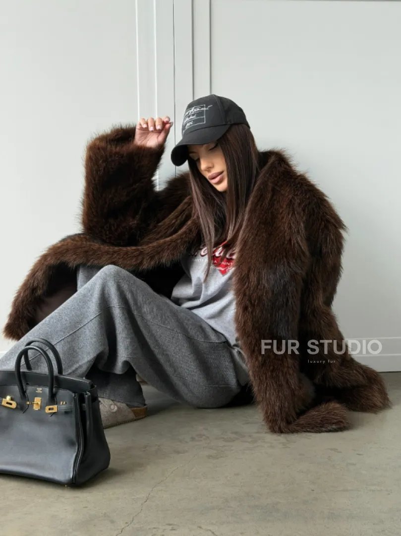 Жакет - полушубок из меха финского енота Saga