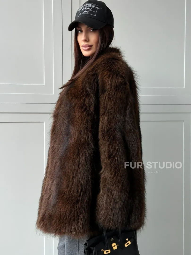 Жакет - полушубок из меха финского енота Saga