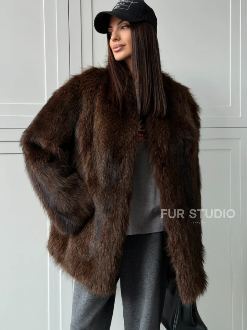 Жакет - полушубок из меха финского енота Saga