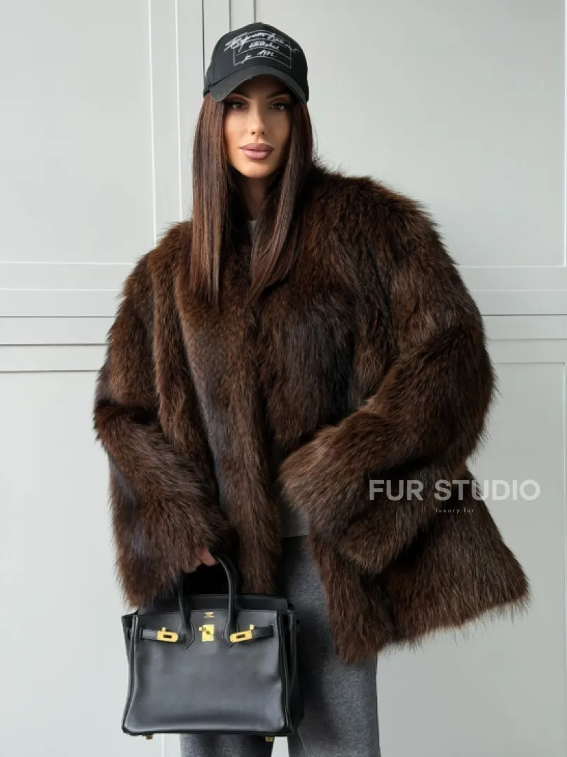 Жакет - полушубок из меха финского енота Saga