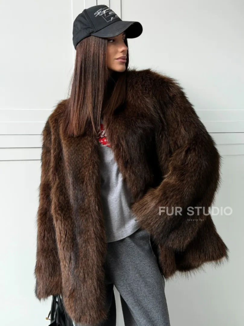 Жакет - полушубок из меха финского енота Saga