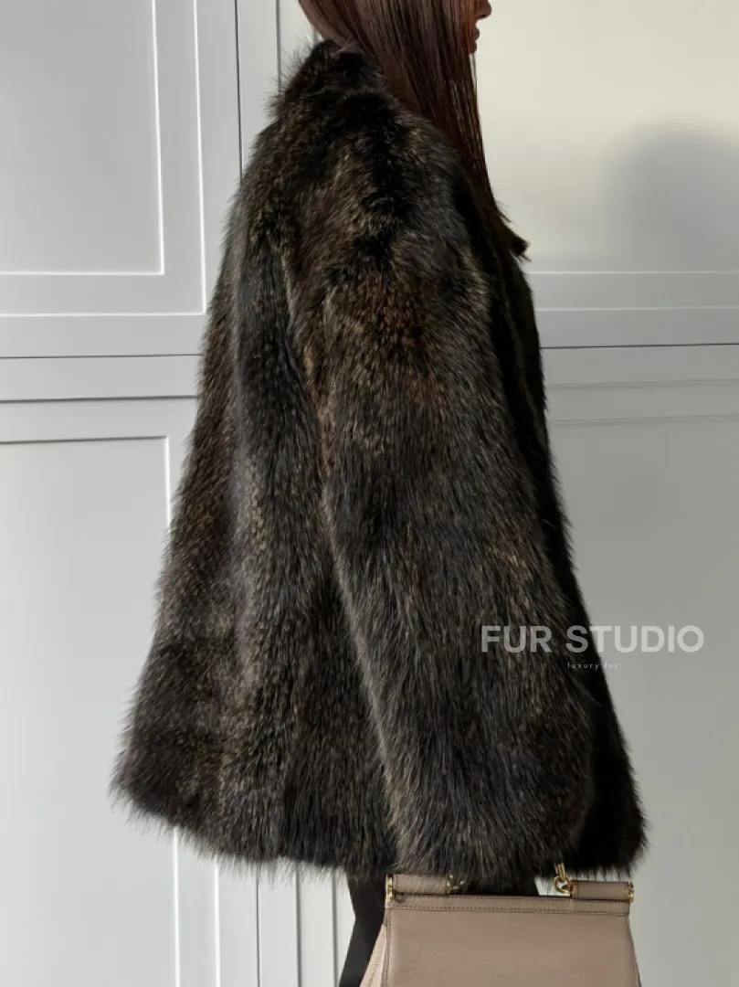 Женский полушубок из меха Финского енота Saga