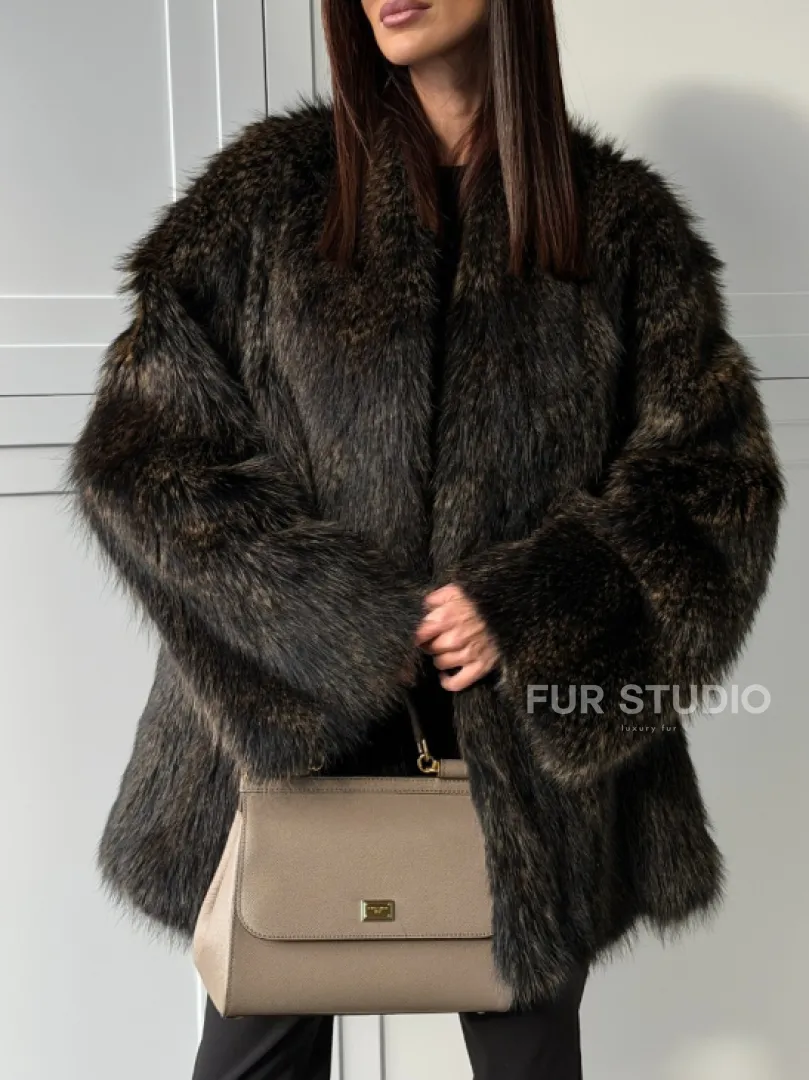 Женский полушубок из меха Финского енота Saga