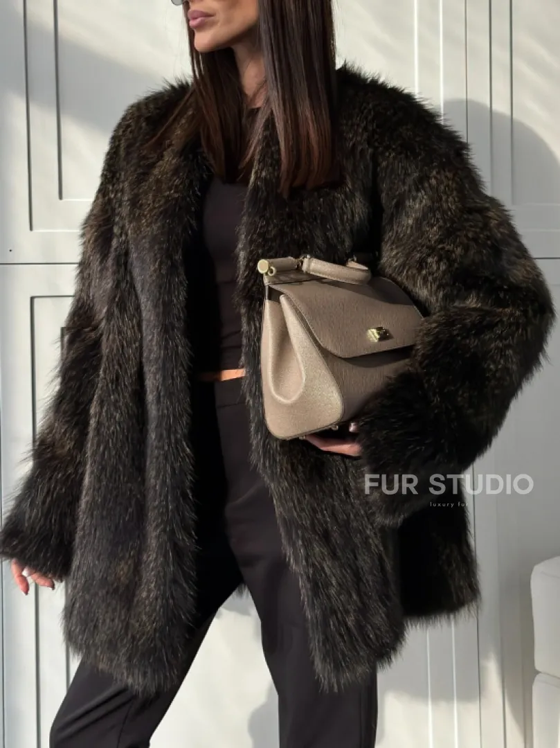 Женский полушубок из меха Финского енота Saga