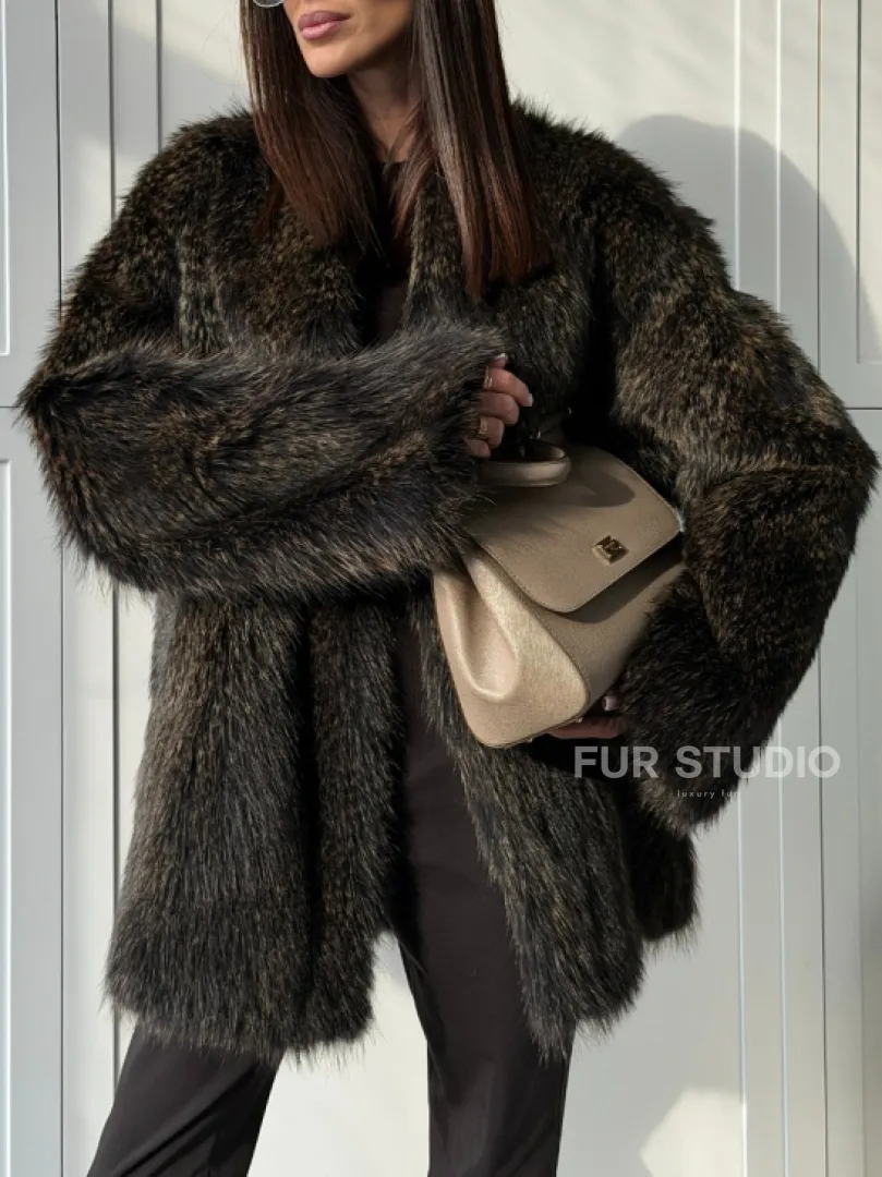 Женский полушубок из меха Финского енота Saga